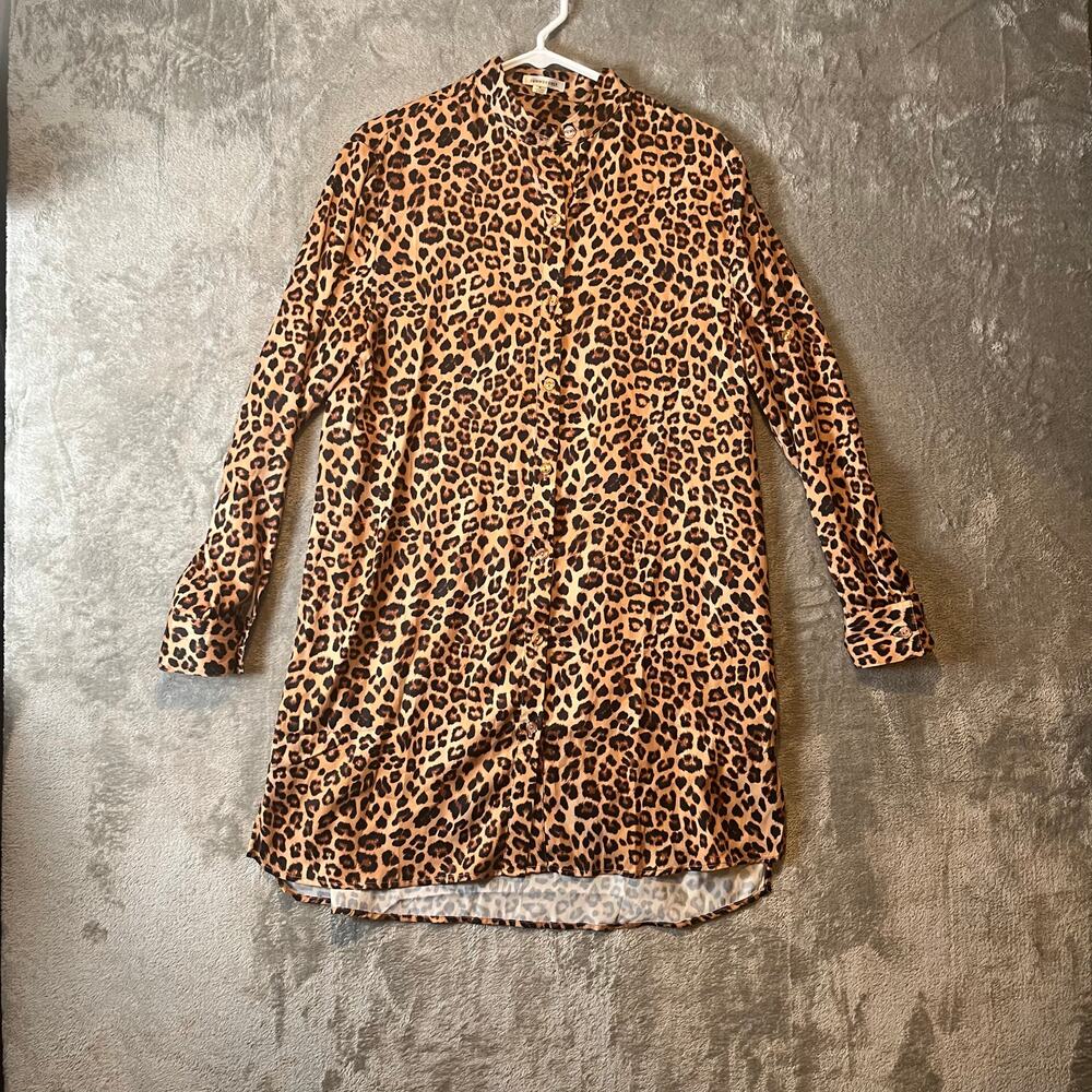 Summersalt The Short Effortless Shirt‎ Dress Cover-Up Leopard Print Size Small